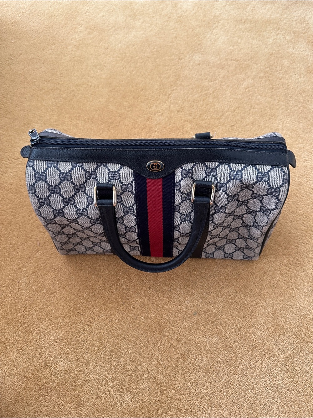 Gucci GG Monogram Bowler bag with Red Web Stripe - Picture 1 of 2